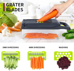 14-in-1 Multifunctional Vegetable Chopper Slicer Shredder with Basket